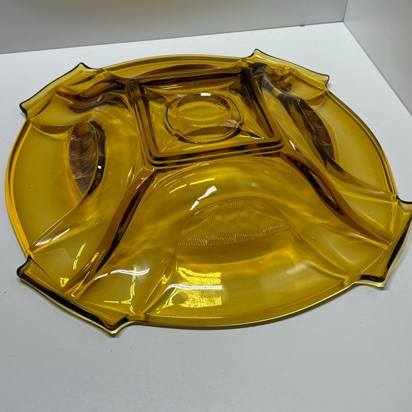 Vintage Walther Sohne German amber art glass bowl / platter - Picture 5 of 8